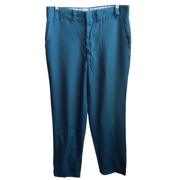 34x30 Mens Vintage Teal Dress Work Pants Talon Zipper Clip Closure Lightweight - Picture 1 of 5